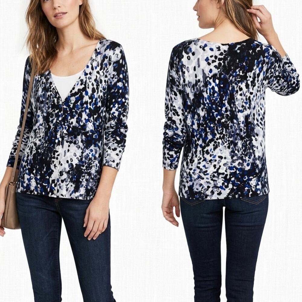 212 Collection Womens Medium V Neck Cardigan Sweater Black Purple